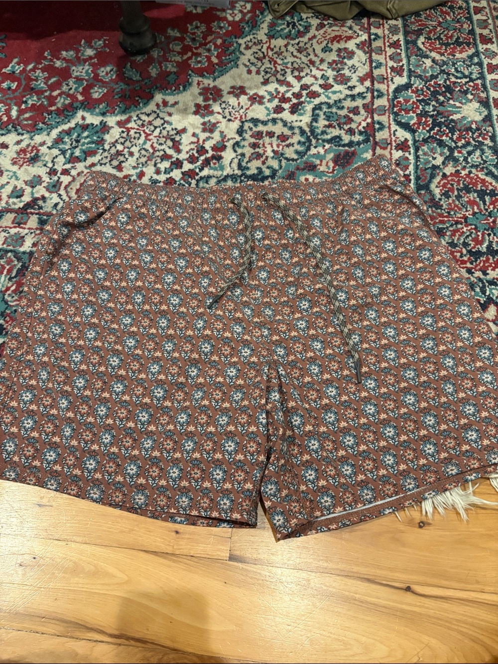 Katin Rust Floral Pattern Swim/Beach Shorts